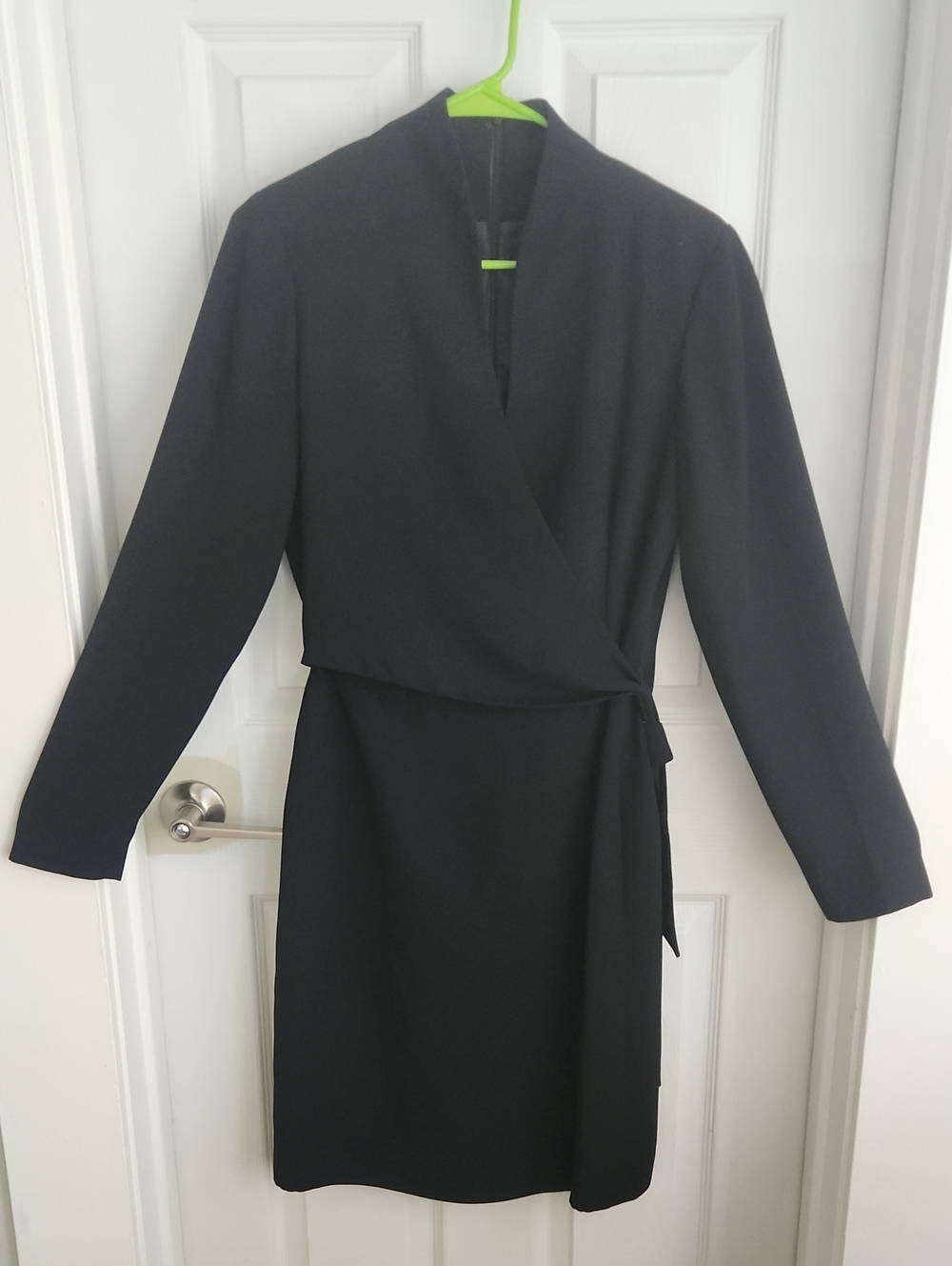 Classic Black Long-Sleeve Wrap Dress